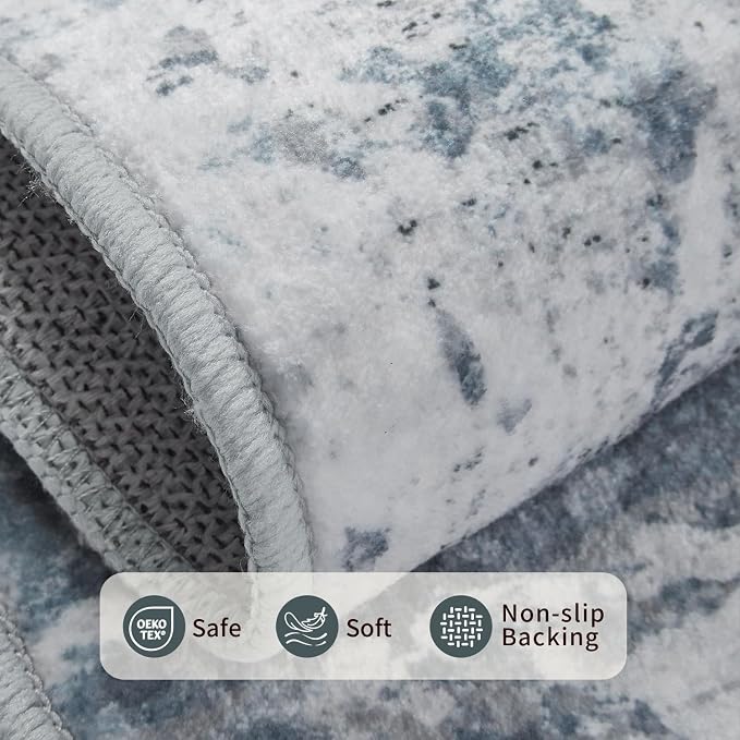 Blue Grey 8x10 Area Rugs, Large Soft Rugs - Image 8
