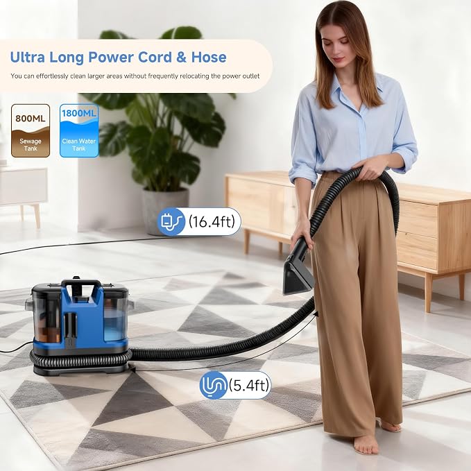 Portable Carpet & Upholstery Cleaner Machine, Handheld Spot Cleaner - Image 9