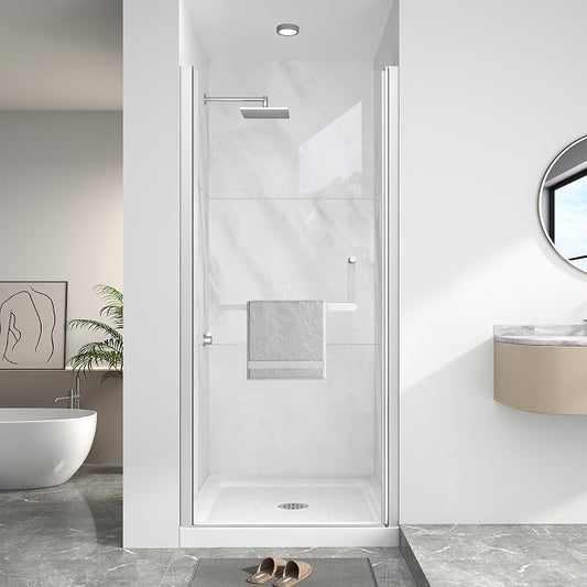 KPUY Pivot Shower Door, 36-38" W x 72" H Frameless Single Swing Glass Shower by KPUY