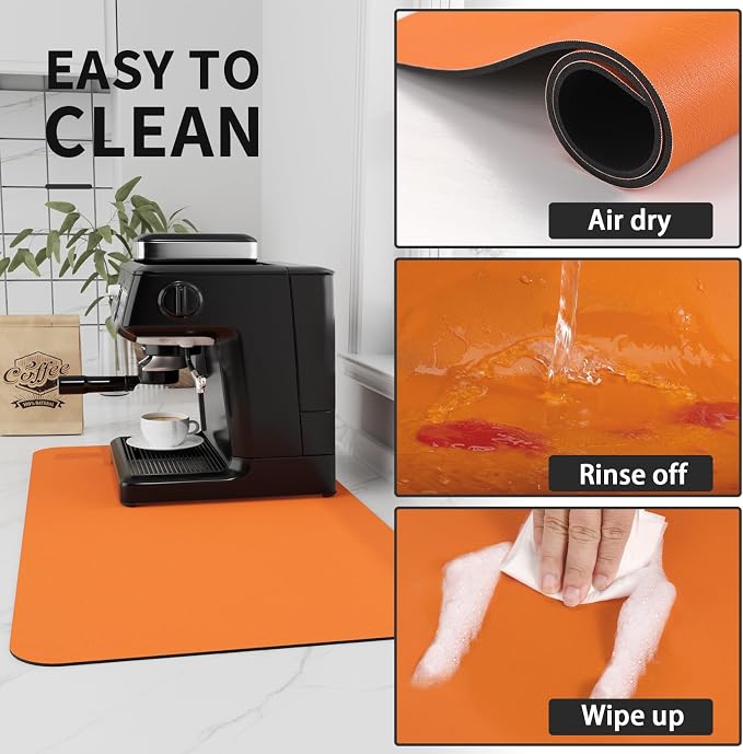 Coffee Mat - Absorbent Hide Stain Rubber Backed Dish Drying Mat - Image 4