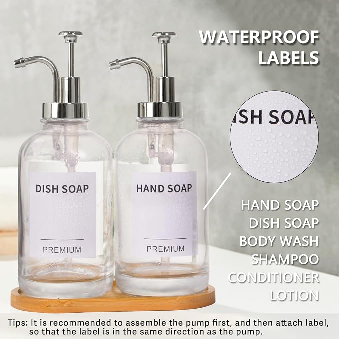 Dish Soap Dispenser for Kitchen, Hand Glass Soap Dispenser Set - Image 5
