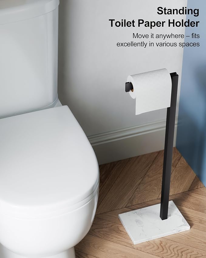 Free Standing Toilet Paper Holder Stand Matte Black SUS 304 Stainless Steel - Image 8