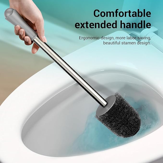 Toilet Brush and Holder, 3 Pack Compact Size Toilet Bowl Brush - Image 5