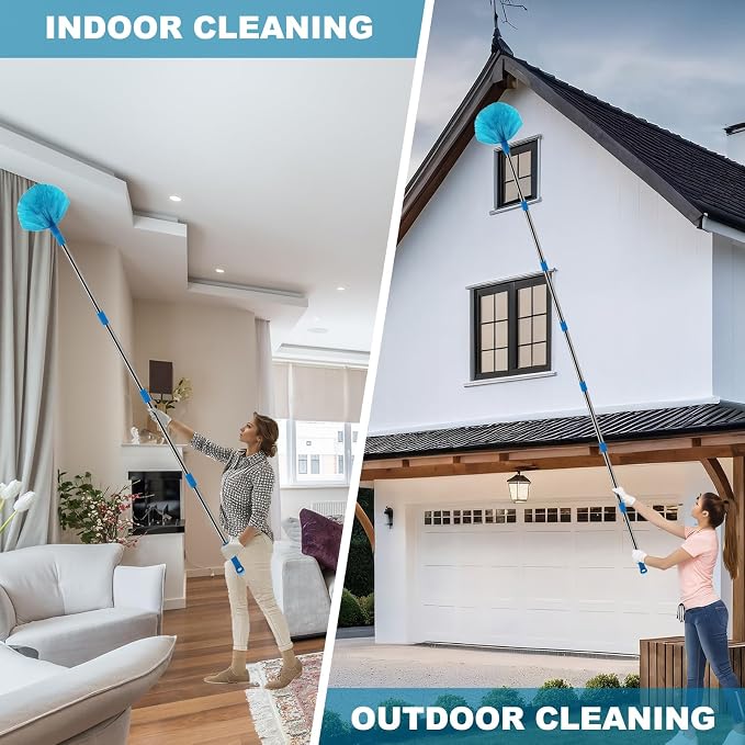 20+ Ft High Reach Ceiling Fan Duster & Cobweb & Corner Brush Duster - Image 5