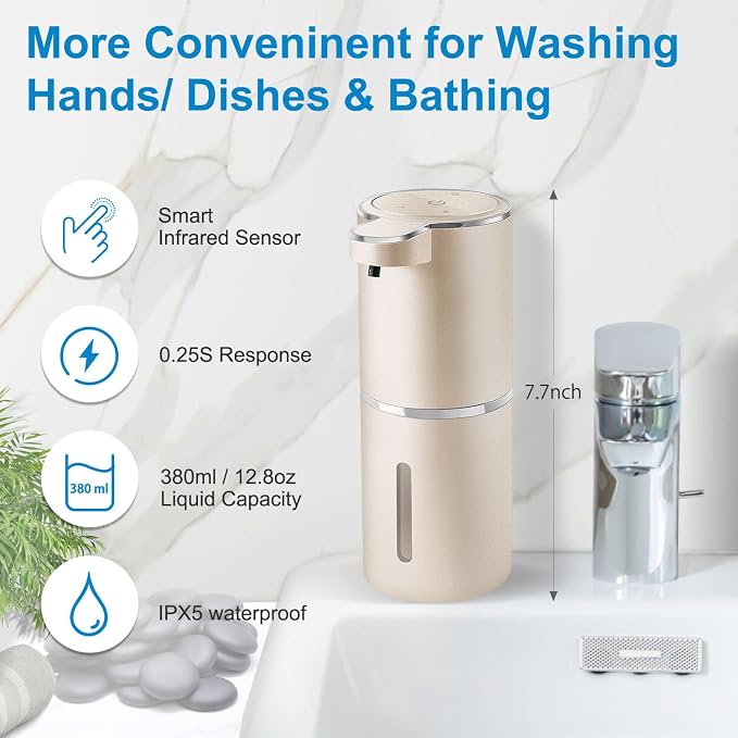 Automatic Foaming Soap Dispenser, 4-Level Adjustable Foam, Wall Mount, USB - Image 2