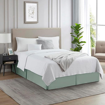 Nestl Sage Green Full XL Bed Skirt - Full XL Size Bed Skirt 14 Inch Drop - Brushed Microfiber Bed Skirts - Hotel Quality Pleated Bed Skirt - Shrinkage & Fade Resistant