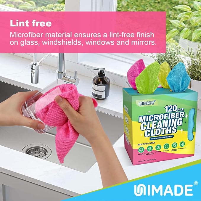 Microfiber Cleaning Cloth, 120 Pack Reusable Paper Towels Microfiber Towels - Image 4