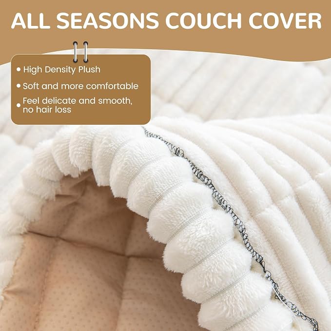 OTOB Couch Cover for Dogs Washable, Non Slip Plush Fuzzy Sofa Covers for 3 - Image 3