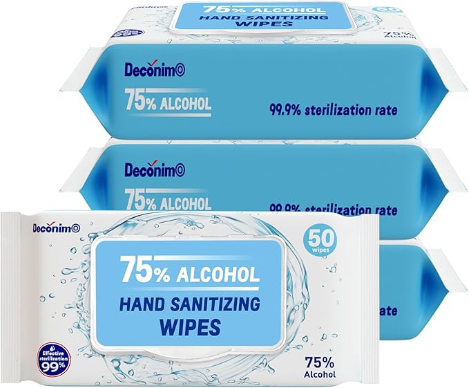 Advanced Large 75% Alcohol Hand Sanitizing Wipes, 4 Packs of 50 - - Image 2
