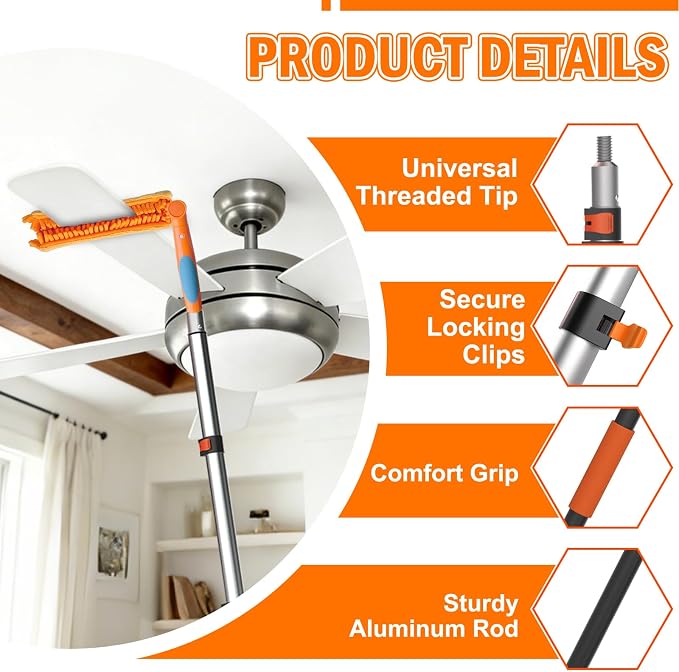 36FT Reach Ceiling Fan Cleaner Duster, Fan Blade Cleaner Kit - Image 3