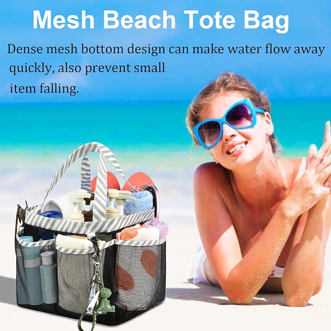 Haundry Mesh Shower Caddy Bag, Large College Dorm Bathroom Caddy Organizer - Image 3
