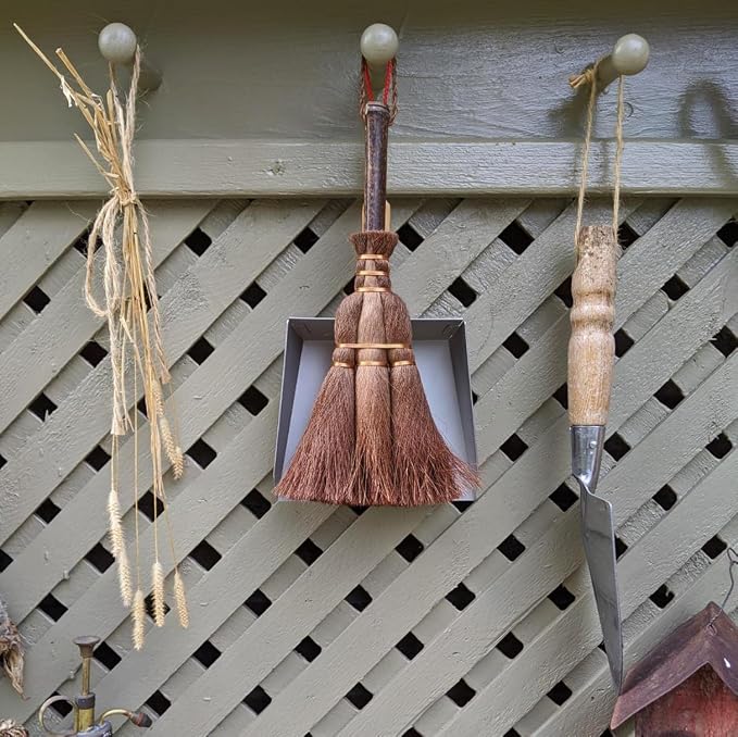 Mini Metal Dustpan and Brush Set Natural Bristle Hand Broom - Image 6