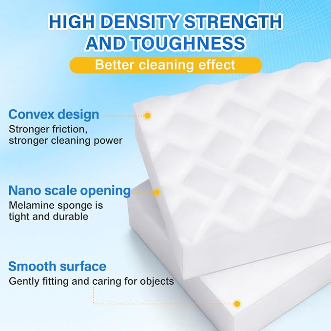 Magic Sponges Cleaning Eraser, 200 Pack 2X Density Stronger Melamine Sponge - Image 3