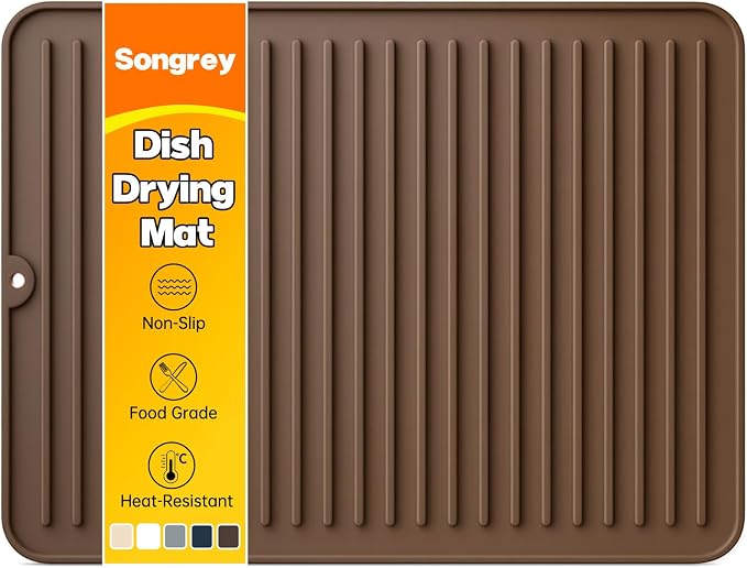 Songrey 16" x 12" Silicone Dish Drying Mat, Kitchen Counter Drying Pad by Unknown