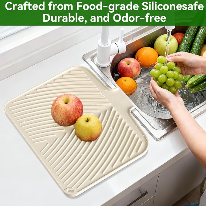Belife Dish Drying Mat for Kitchen Counter, Silicone Dish Drainers Pad - Image 6