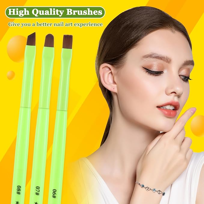 Fluorescent Green Nail Art Clean Up Brushes - Image 8