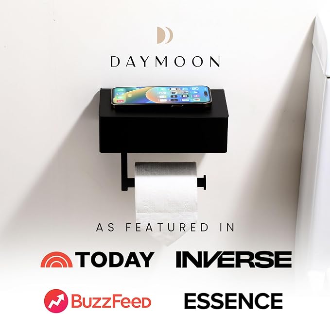 Day Moon™ Matte Black Toilet Paper Holder - Image 4