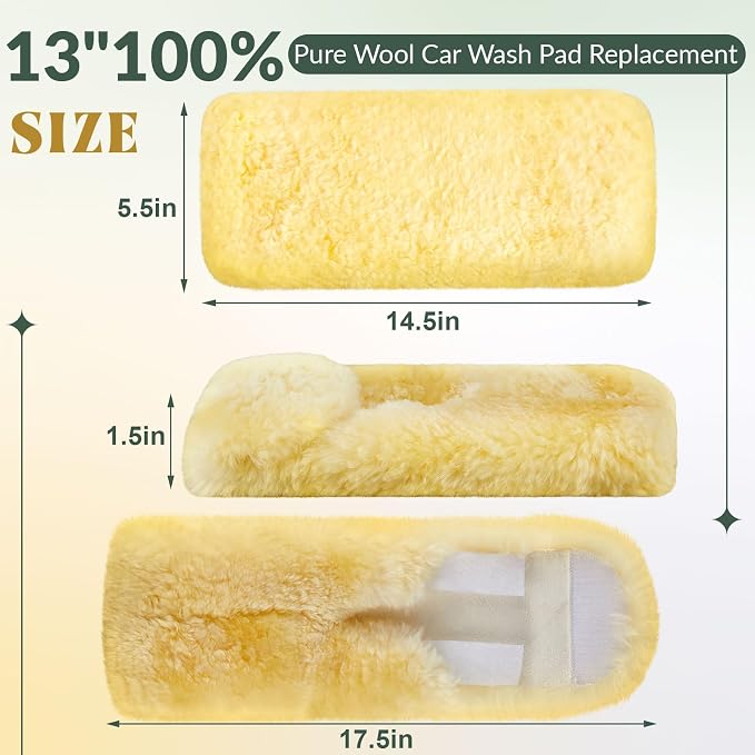 Dingion 2 Pack 13" 100% Pure Lambswool Wash Pad Replacement, Lambswool Wash Mitt - Image 2