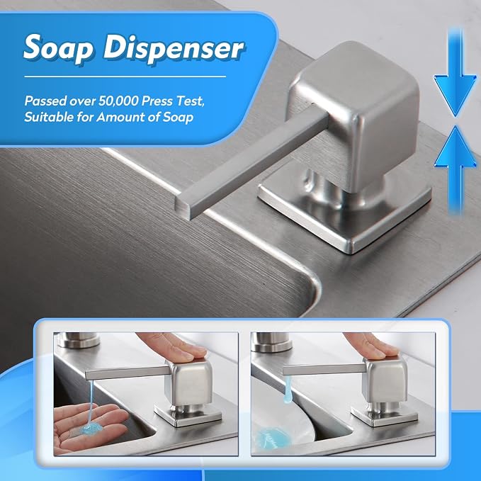 CREA Soap Dispenser for Kitchen Sink, Kitchen Soap Dispenser Brushed Nickel - Image 3