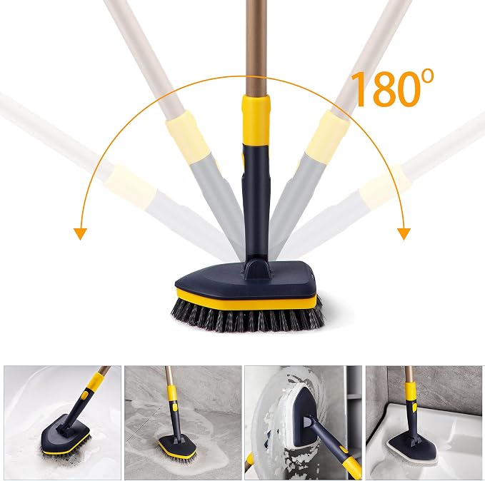 Yocada Tub Tile Scrubber Brush 2 in 1 Cleaning Brush 58.2 Inch Adjustable - Image 5