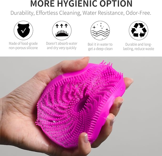 Silicone Body Scrubber 2 Pack, BEAUTAIL Gentle Bristles Shower Bath Brush - Image 2