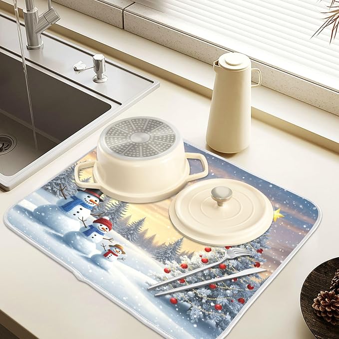 Christmas Tree and Snowman Dish Drying Mat - Image 5