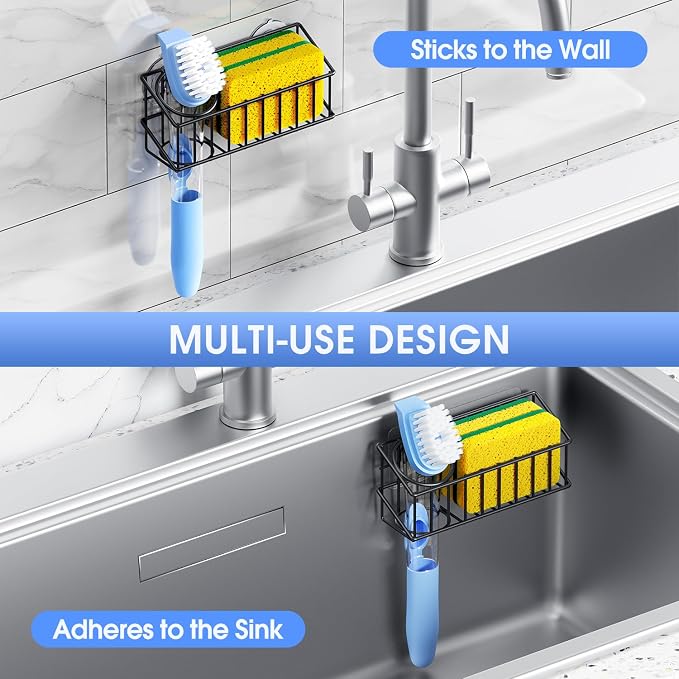 Kitchen Sink Organizer, Strong Adhesive Mount Detachable Sponge Holder - Image 5