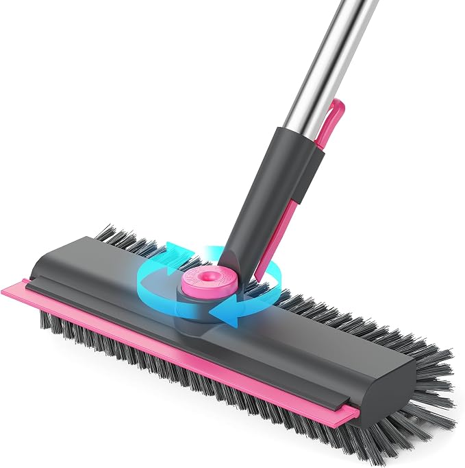 Floor Scrub Brush with Long Handle, 3 in 1 Multi-angle Swivel Right Angled by HelpX