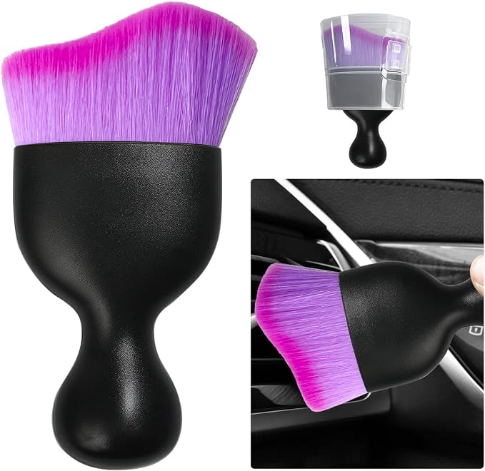 Ziciner Car Detailing Brush, Curved Soft Bristles Auto Removal Dust Collectors by Ziciner
