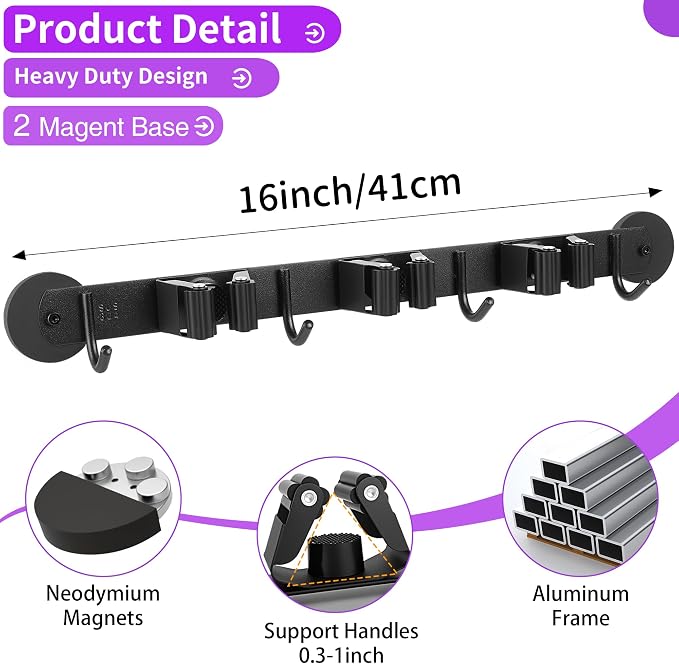 Magnetic Broom Holder Wall Mount - Image 2