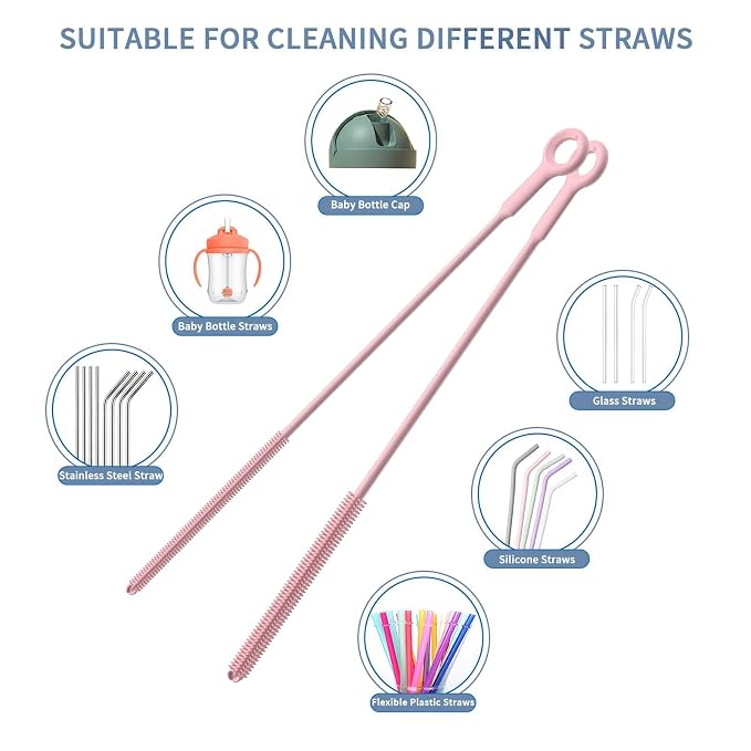 Reusable Silicone Straw Cleaner Brush Set, Flexible&Bendable Design, Dishwasher - Image 7