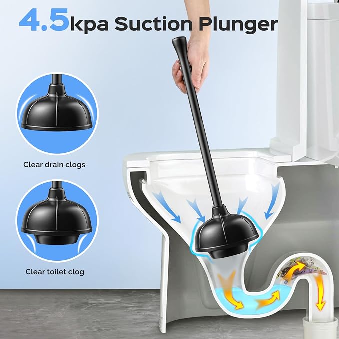 HAMITOR Toilet Plunger and Brush Set: 2 in 1 Stainless Steel Combo - Image 5
