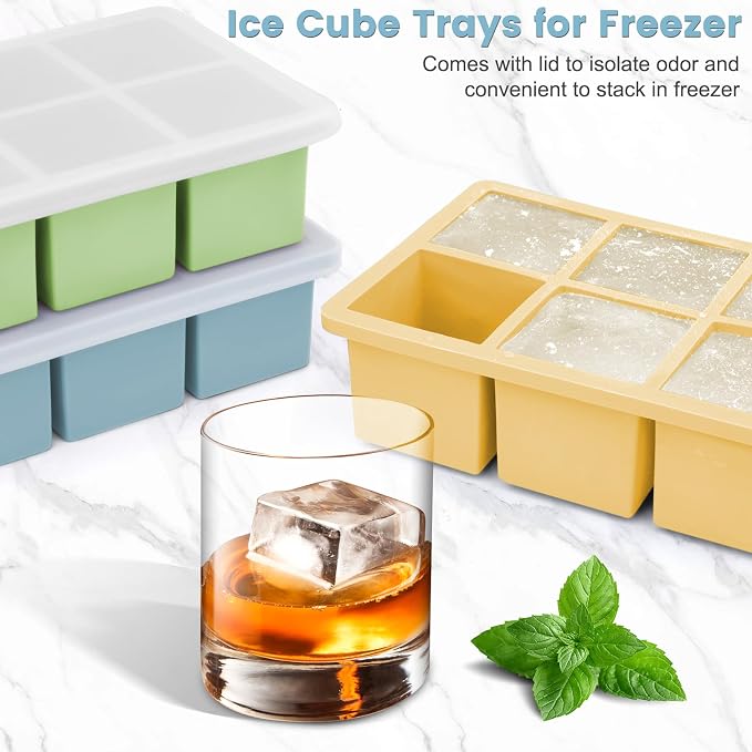 Large Silicone Ice Cube Tray 3Pack, SAWNZC Big Square Ice Cube Molds - Image 5