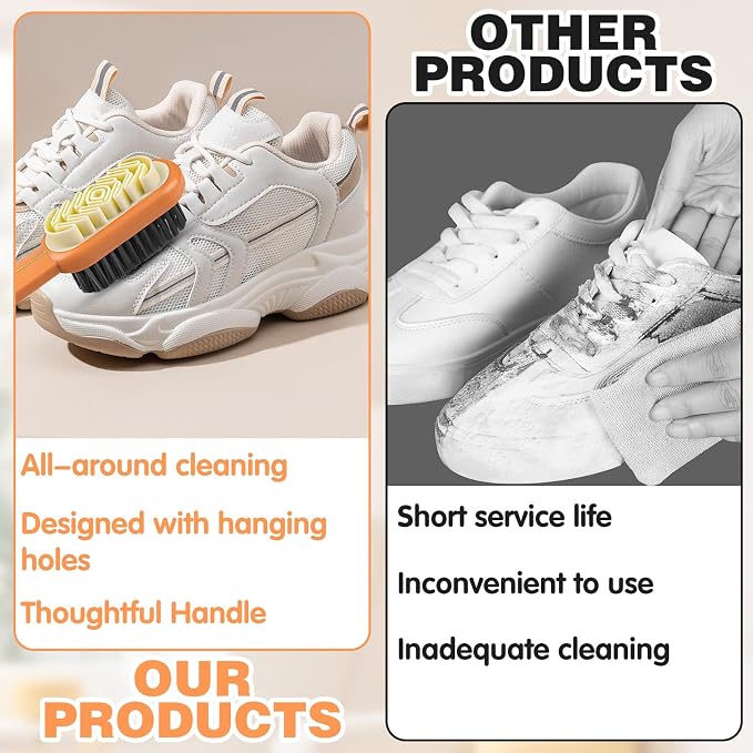 2-in-1 Orange Shoe Brush, Lazy Shoe Brush All-Round Cleaning Tool Soft Plastic - Image 5