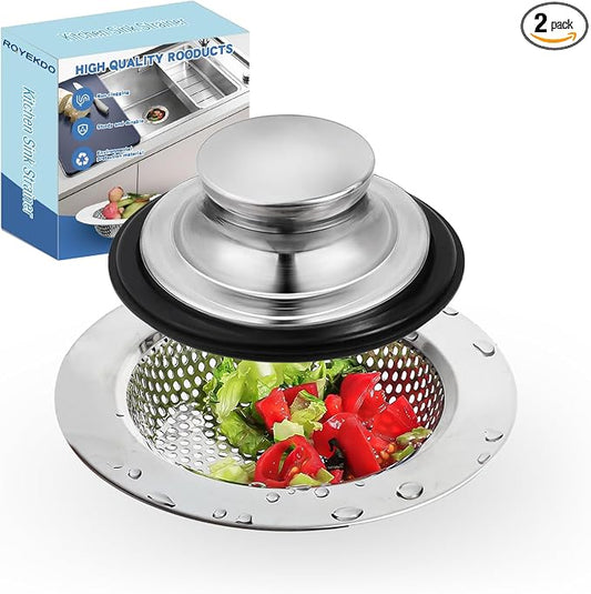 RQYEKDO Polished Kitchen Sink Strainers Sink Stopper Kits, Stainless Steel Sink by rqyekdo