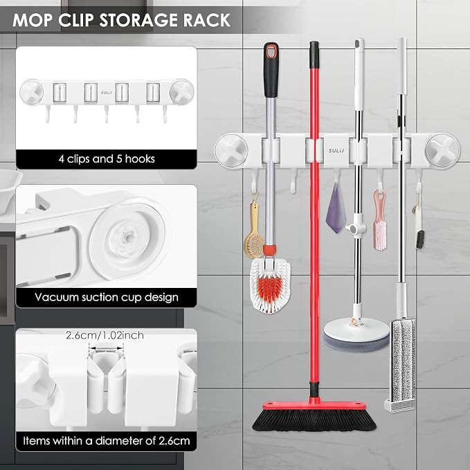 Broom Holder Wall Mount Sturdy Mop and Broom Organizer - Image 6