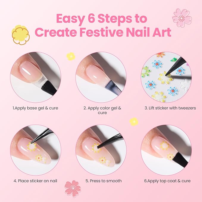 Beetles Nail Art Stickers 30 Sheets 3D Flower Nail Stickers Heart Nails Design - Image 7