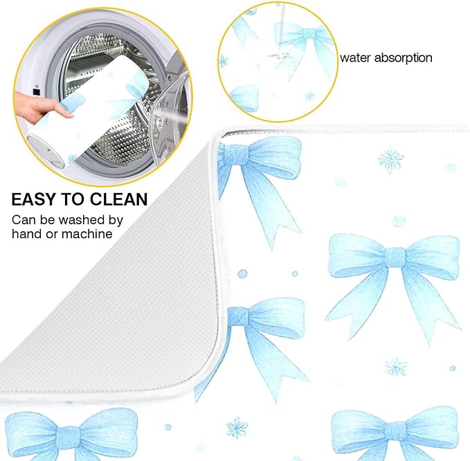 Blue Bow Ribbon Dish Drying Mat - Image 3
