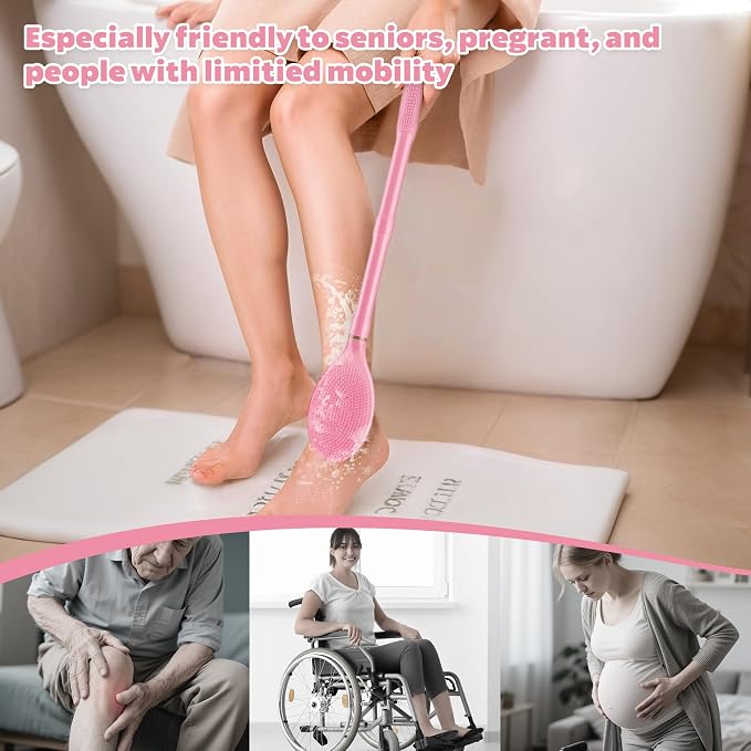 New Foot Brush & Back Scrubber Set 2PCS, 10.2''- 27.5'' Adjustable Foot Scrubber - Image 8