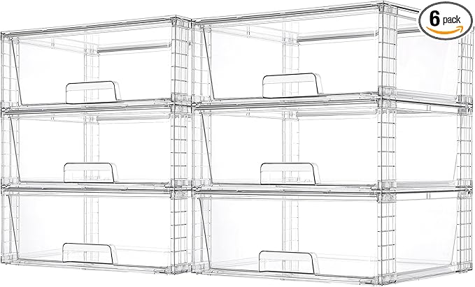 Vtopmart 6 Pack Large Stackable Storage Drawers, Easily Assemble Acrylic by Vtopmart