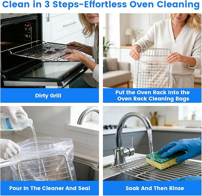 6-Pack Heavy Duty Oven Rack Cleaning Bags, Reusable No-Scrub Soaking Bags - Image 5
