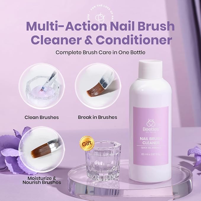 Beetles Nail Art Brushes Cleaner and Conditioner 85ml/2.87 Fl.Oz Nail Brush - Image 2