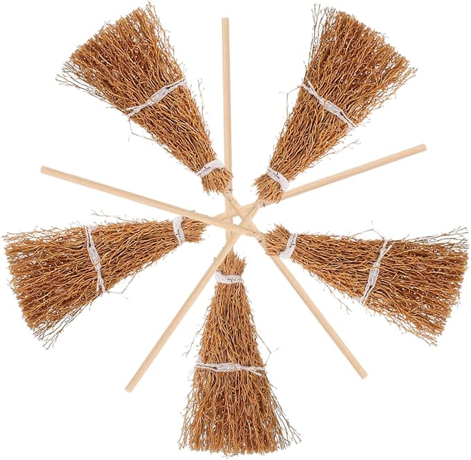 ibasenice Mini Hand-Woven Broom Dollhouse Decor 1 12 Scale Miniature Broom Props - Image 9