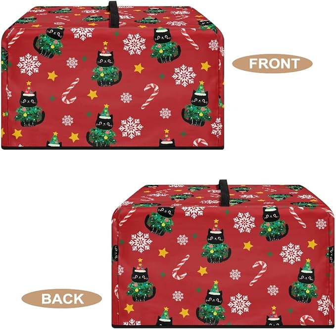Microwave Ovens Dust Cover, Christmas Cat Polyester Waterproof Countertop Microwave Dust Cover Dustproof Tear-Resistant for Most Standard Sizes Easy to Clean