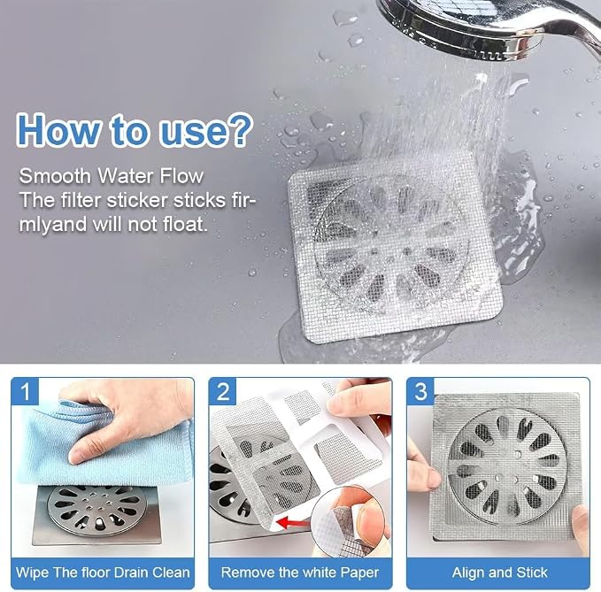 Disposable Shower Drain Cover Hair Catcher Shower Drain Mesh Stickers, - Image 7