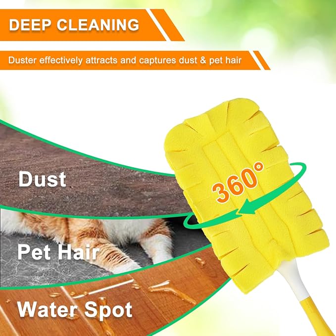2 Pcs with 1 Handle Reusable Duster Refills, Washable Microfiber Dusters - Image 6