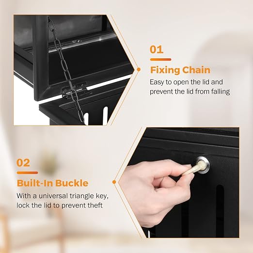BEAMNOVA Trash Can Outdoor Top Tray Matte Black Stainless Steel Commercial - Image 5