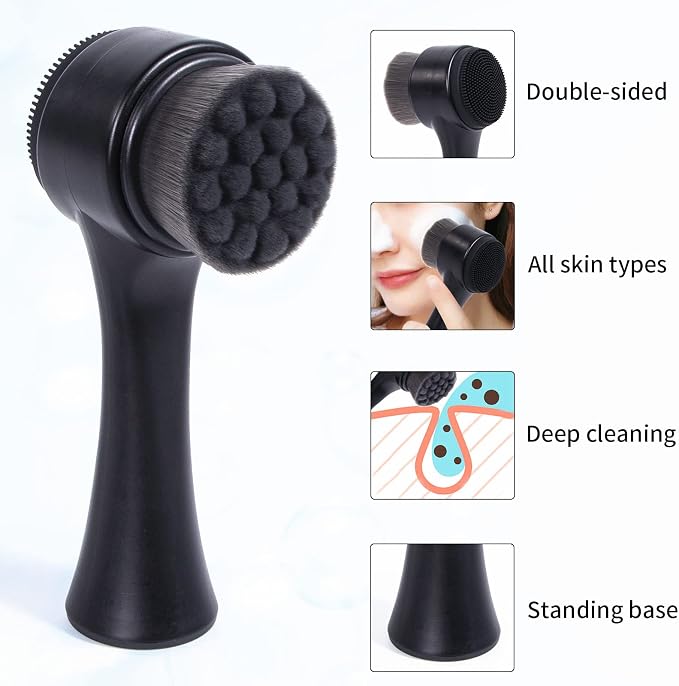 Face Brush 2 in 1, Silicone Facial Cleansing Exfoliating Brush Soft Bristles - Image 2