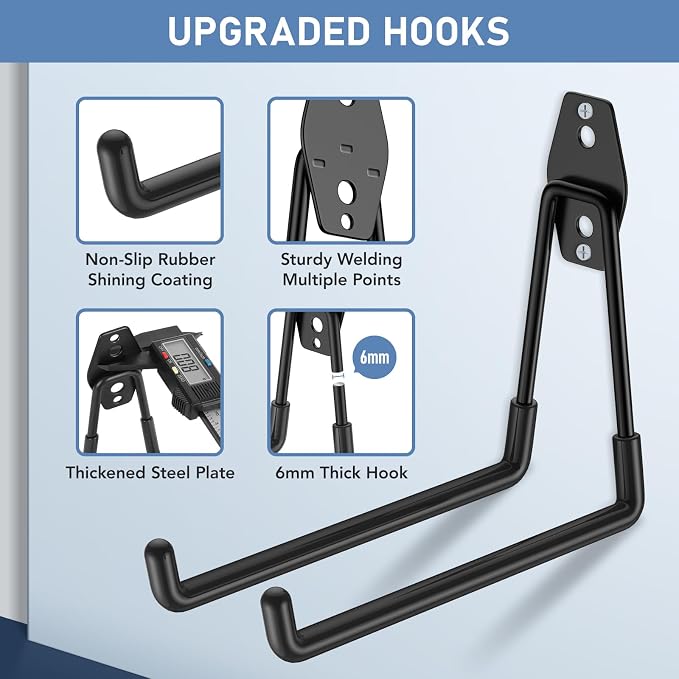 42 Pack Garage Hooks Heavy Duty, Rust-Resistant Solid Steel Wall Mount Hangers - Image 6