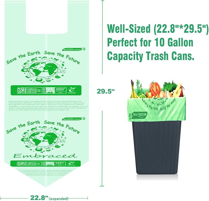 8-10 Gallon Compostable Trash Bags, Sturdy & Biodegradable, ASTM D6400 - Image 2